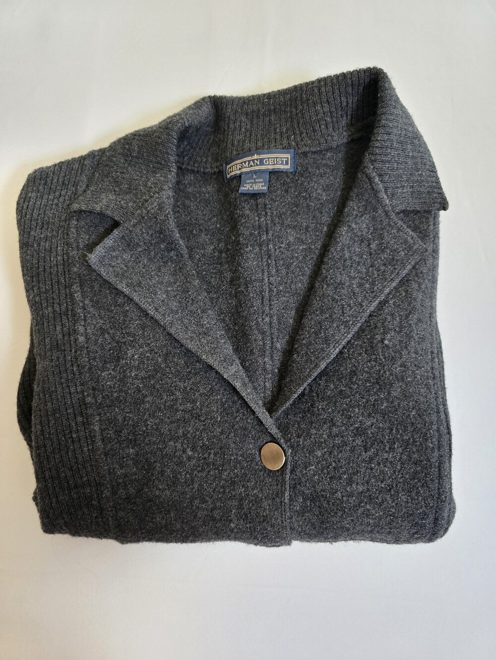 Herman Geit Charcoal 100% Wool Charcoal Blazer Size Large
